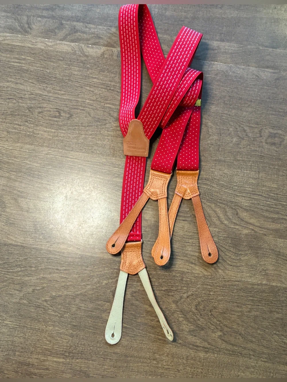 POLO RALPH LAUREN MEN’s Elastic SUSPENDERS Red And White